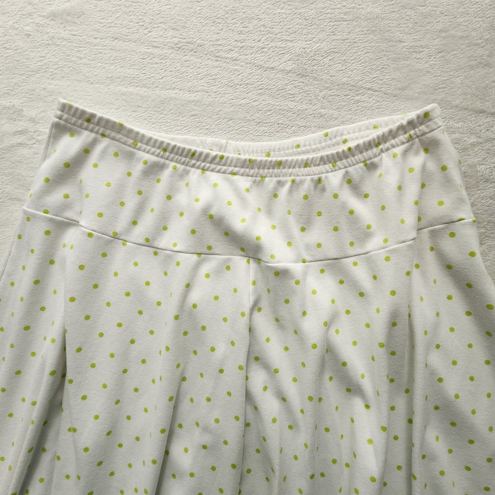 Polka Dot Midi Skirt Womens 3X White Green A-Line Pull On Modest Jersey Feminine - Picture 11 of 12